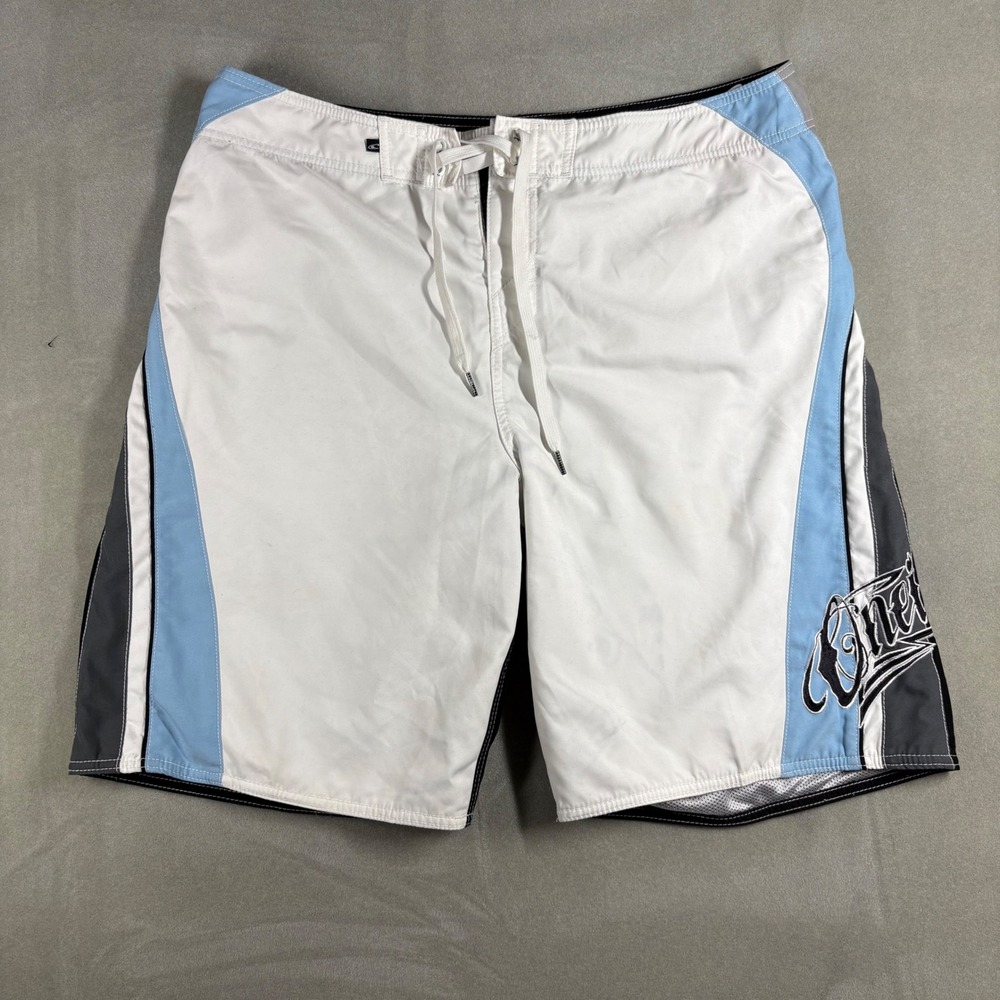 O'Neill‎ Mens Board Shorts White Blue Black Colorblock Swim Trunks Size 36